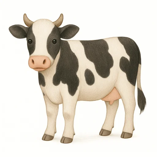 Illustrated flashcard — Cow