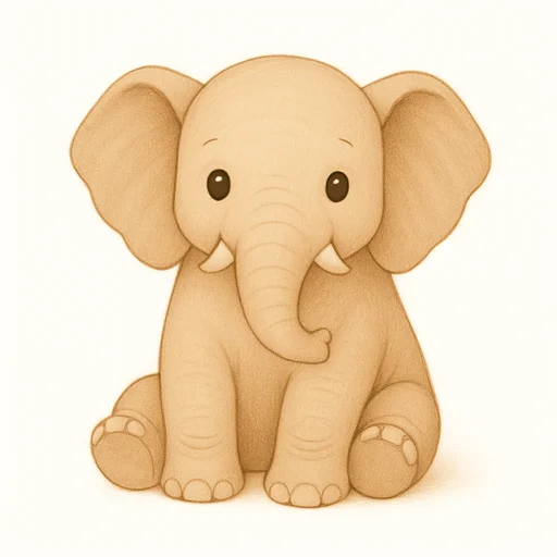 Illustrated flashcard — Elephant