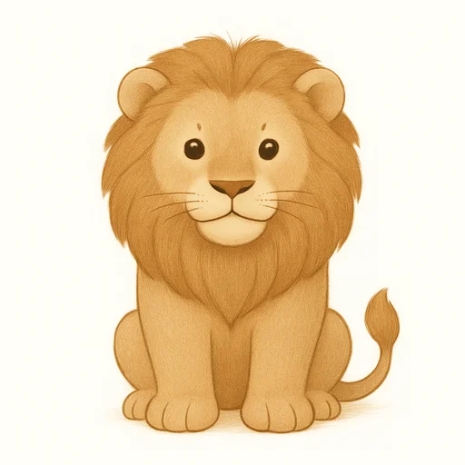 Flashcard showing a lion — from the Animals category