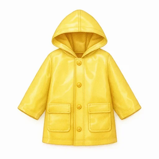 Illustrated flashcard — Raincoat