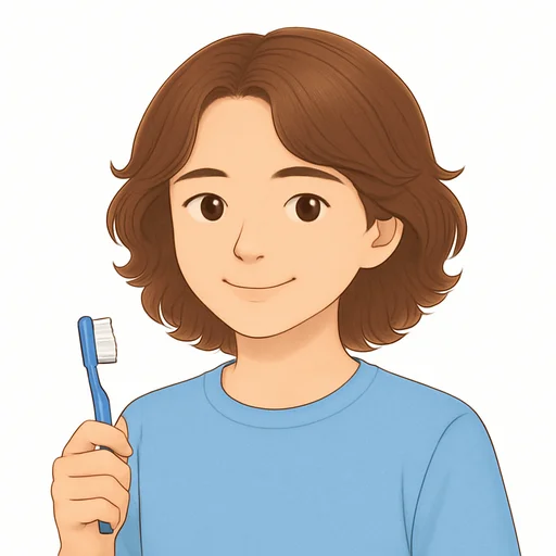 Illustrated flashcard — Brush teeth