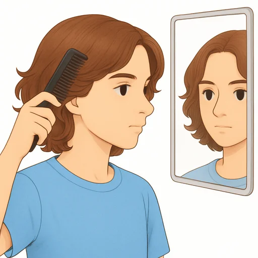 Illustrated flashcard — Comb hair