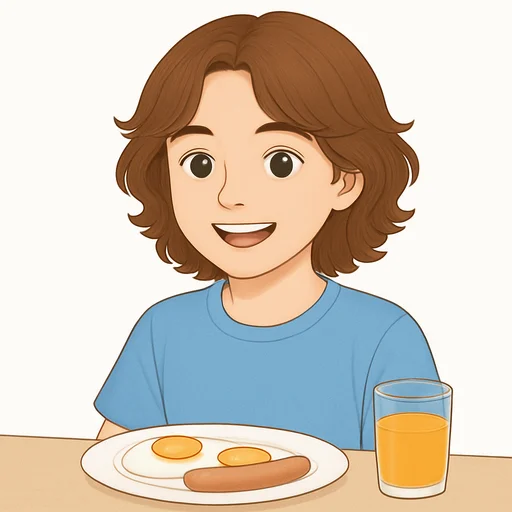 Illustrated flashcard — Eat breakfast