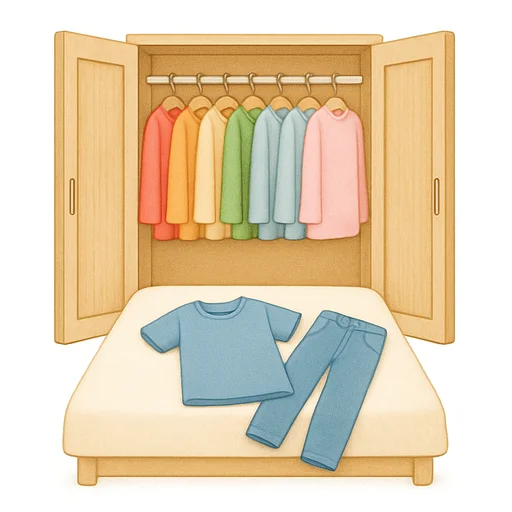 Illustrated flashcard — Get dressed