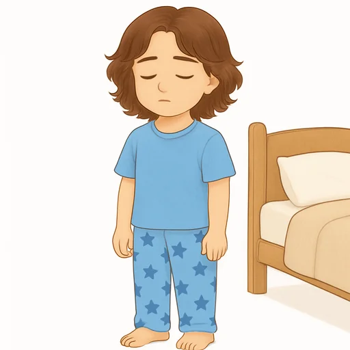 Illustrated flashcard — Put on pajamas