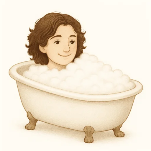Illustrated flashcard — Take a bath