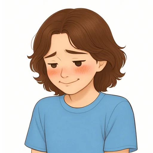 Illustrated flashcard — Embarrassed