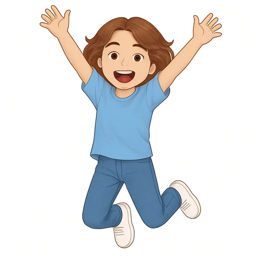 Illustrated flashcard — Excited