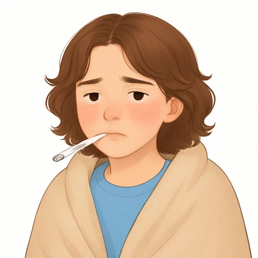 Illustrated flashcard — Sick