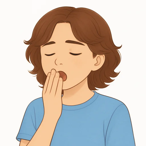 Illustrated flashcard — Tired