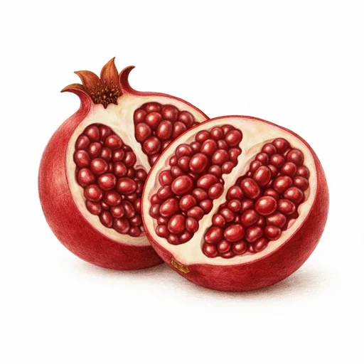 Illustrated flashcard — Pomegranate
