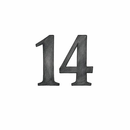 Illustrated flashcard — Fourteen