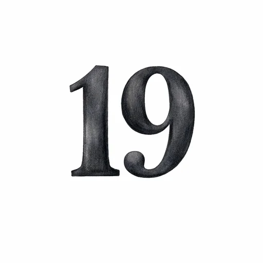 Illustrated flashcard — Nineteen