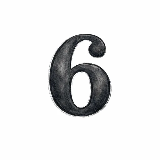 Illustrated flashcard — Six