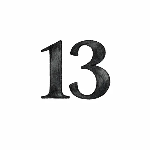 Illustrated flashcard — Thirteen