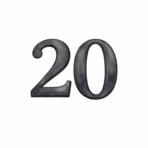 Illustrated flashcard — Twenty