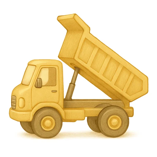 Illustrated flashcard — Dump truck