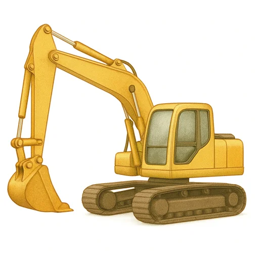 Illustrated flashcard — Excavator