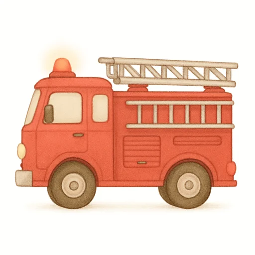 Flashcard showing a fire truck — from the Transport category