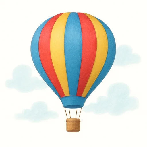 Illustrated flashcard — Hot air balloon
