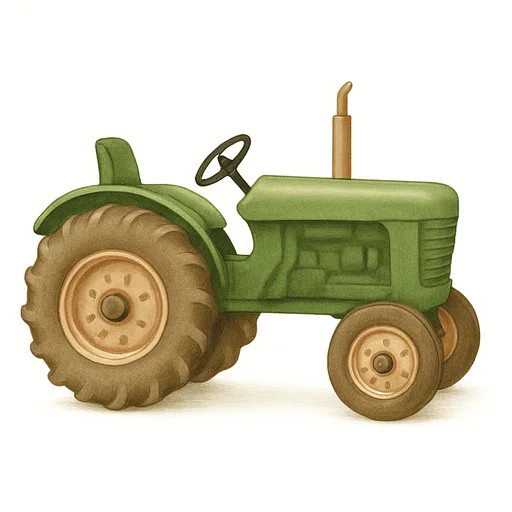 Illustrated flashcard — Tractor