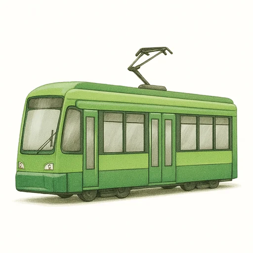 Illustrated flashcard — Tram