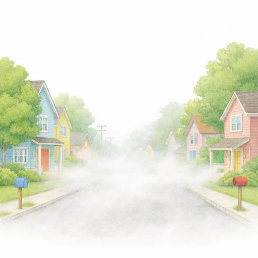 Illustrated flashcard — Foggy