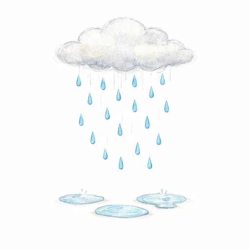 Illustrated flashcard — Rainy