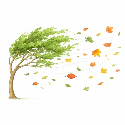 Illustrated flashcard — Windy